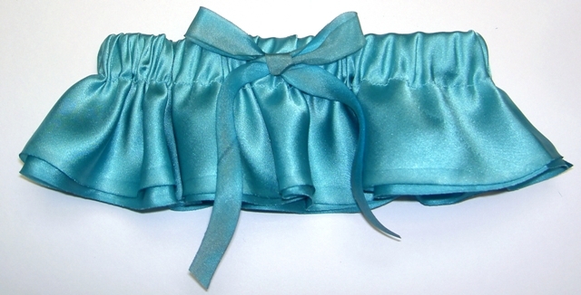 Blue Water Lily Silk Satin Garter